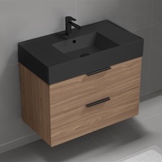 Floating Bathroom Vanity, Modern, Walnut, 32 inch